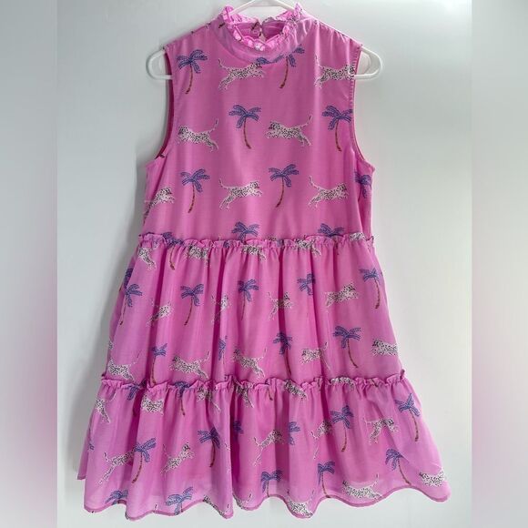 J. Marie Pink Leopard Remi Ruffle Dress w/ Pockets - Picture 1 of 9